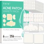 TKTK Pimple Patches for Face, 6 Sizes Hydrocolloid Acne Patch Variety, Large Acne Stickers for Cheeks, Forehead, Chin, Nose, Back Blemishes Zit Breakouts (4 Shapes 356 Count) - Image 2
