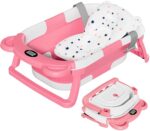 TPN Collapsible Baby Bathtub, Baby Bath Tub with Soft Cushion & Real-Time Thermometer, Baby Bathtub Infant to Toddler Tub (0-36 Months), Portable Travel Baby Tubs for Newborns (Pink) - Image 2