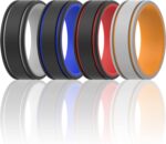 ThunderFit Men Silicone Wedding Rings 2 Layers, Rubber Engagement Bands 8mm Wide 2mm Thick - 1/4/7 Variety Multipack - Image 2