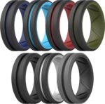 ThunderFit Silicone Wedding Rings for Men, Bevelled 2 Layers MidLine 8.2mm Wide 2.5mm Thick - 1/2/3/4/5/6/7 Variety Multipack - Image 2
