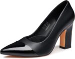 Trary Heels for Women Closed Pointed Toe Chunky Pumps Shoes Women Block High Heels Comfortable Slip-On Dress Office Party Wedding Shoes 3.54" Heel - Image 2