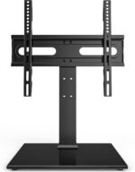 Universal TV Stand - Table Top TV Stand for 27-60 inch LCD LED TVs - 9 Level Height Adjustable TV Base Stand with Tempered Glass Base & Wire Management, VESA 400x400mm - Image 2
