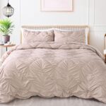 Uspring Khaki Quilts King Size Pintuck Bedding Set 3 Piece, Lightweight Soft Pinch Pleat Bedspread Coverlet for All Season, Modern Bedding Comforter Sets with 2 Shams, 96'' x 106'' - Image 2