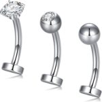 VCMART Belly Button Ring Belly Button Piercing Belly Rings Dangle Belly Button Rings Surgical Steel Clicker Floating Belly Button Rings for Women 14G Silver Gold Belly Navel Piercings Jewelry - Image 2