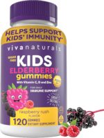 Viva Naturals Sugar-Free Sambucus Elderberry Gummies for Kids, 8-in-1 Children Immune Support with Vitamin C & Zinc – Chewable, Vegan & Gluten-Free (120 Count) for Daily Wellness - Image 2