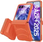 Vizvera for Motorola Razr+(Plus) 2025 Case with Hinge Cover,Built-in Screen Protector Shockproof All-Inclusive Smartphone Cover Wireless Charging for Motorola Razr+(Plus) 2025(Spritz Orange) - Image 2