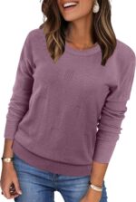 WIHOLL Women 2025 Fashion Pullover Sweater Crew Neck Long Sleeve Shirts Blouse Knit Casual Cozy Clouds Top - Image 2