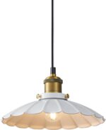 White Pendant Lights, Modern Hanging Lamp with 9.8 Inch Shade for Kitchen Island, Farmhouse Pendant Lights Kitchen Island, Dining Room Pendant Light Fixtures Light Bulb Included - Image 2