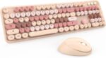 Wireless Keyboard and Mouse, KOOTOP Cute Keyboard and Mouse, 2.4G Wireless Keyboard with Retro Round Keycap for PC, Mac, Laptop,Computer Windows (Milk Tea) - Image 2