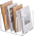 YUXUN Acrylic Magazine Holder,Clear Desk Organizer File Sorter for Notebook,Paper,Envelope,Magazine, Book Storage-Office/Home/Classroom Organization(4 Compartments,B5) - Image 2