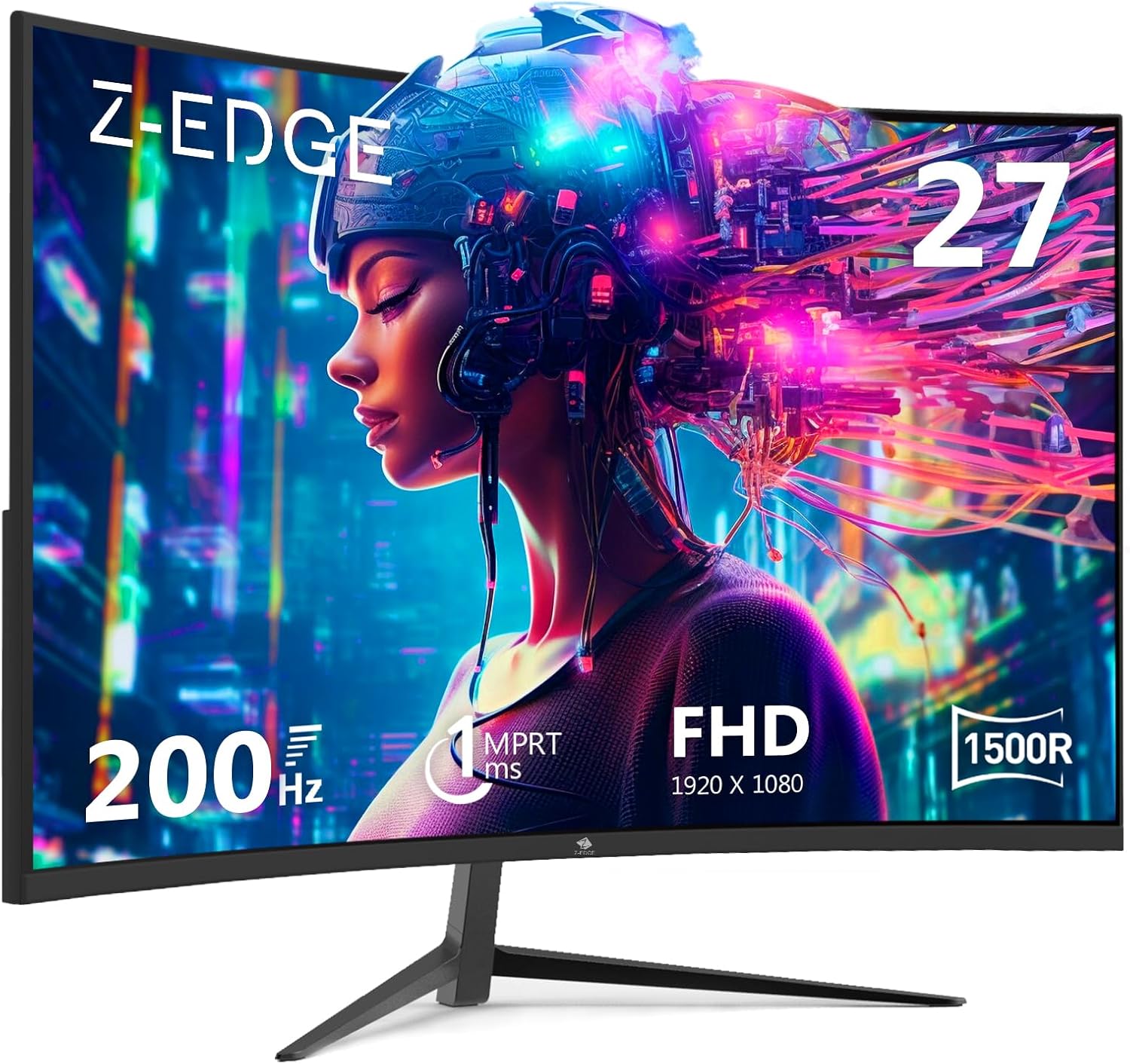 Z-Edge 27 inch Curved Gaming Monitor, FHD 1080P 200Hz 165Hz 144Hz Curved 1500R PC Monitor, MPRT 1ms Monitor, 350nits, 16.7M Colors, UG27 Frameless Bezel, 1X DP 1.4 Ports and 1X HDMI 2.1 Ports - Image 2