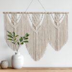 oiikain Large Handmade Boho Macrame Wall Hanging Tapestry - Chic Bohemian Woven Home Decor art for Living Room, Bedroom, and Wedding Parties (Beige, twelve rhombus) - Image 2