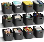 12 Pack Grey Plastic Storage Bins, Pantry Organizer Bins, Grey Plastic Containers for Organizing, Storage Box for Kitchen, Cabinet, Closet, Office, Classroom, Under Sink - Image 2