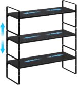 15.5 to 25.5 Inch Kitchen Cabinet Shelf Organizers, Adjustable Kitchen Counter Shelf Organizer, Set of 3 Expandable Countertop Storage Shelves, Stackable Design, 30LBS Heavy Duty, Space Saver - Image 2