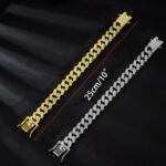 2 Pcs Diamond Cuban Link Kitten Walking Collar with Secure Buckle Pet Rhinestones Necklace Metal Chain Jewelry Accessories for Cats Dogs Kittens Puppies 10inch, Gold and Slivery - Image 3