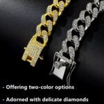 2 Pcs Diamond Cuban Link Kitten Walking Collar with Secure Buckle Pet Rhinestones Necklace Metal Chain Jewelry Accessories for Cats Dogs Kittens Puppies 10inch, Gold and Slivery - Image 4