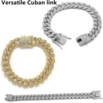 2 Pcs Diamond Cuban Link Kitten Walking Collar with Secure Buckle Pet Rhinestones Necklace Metal Chain Jewelry Accessories for Cats Dogs Kittens Puppies 10inch, Gold and Slivery - Image 6