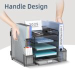 SUPEASY Mesh Desk Organizer with File Holder, 5-Tier Paper Letter Tray Organizer with Magazine Holder, Desktop Organizer and Storage with Drawer for Office Supplies Home or School, Black - Image 5