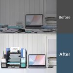 SUPEASY Mesh Desk Organizer with File Holder, 5-Tier Paper Letter Tray Organizer with Magazine Holder, Desktop Organizer and Storage with Drawer for Office Supplies Home or School, Black - Image 6