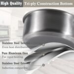 Stainless Steel pots and pans set, 6 Piece Nonstick Induction Kitchen Cookware Set, Works with Induction/Electric and Gas Cooktops, Nonstick, Oven Safe, Camping Cookware - Image 5