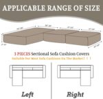 Sectional Couch Covers for Sofa Cushion L Shaped Couch Cover Washable Soft Couch Cushion Covers Stretch Sofa Slipcovers with 2 Pcs Pillowcases(3-Piece 2 Seater + 1 Chaise, Khaki) - Image 3
