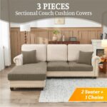 Sectional Couch Covers for Sofa Cushion L Shaped Couch Cover Washable Soft Couch Cushion Covers Stretch Sofa Slipcovers with 2 Pcs Pillowcases(3-Piece 2 Seater + 1 Chaise, Khaki) - Image 4