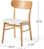Christopher Knight Home Lucious Fabric / Oak Finish Dining Chairs, 2-Pcs Set, Light Beige - Image 4