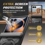 TONGATE for Motorola Razr 2025 Case/Razr 2024 Case with Screen Protector, [360° Spin Magnetic Stand] [Compatible with Magsafe] [Hinge Protection] Full-Body Military Drop Phone Cover, HD Black - Image 7
