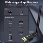 USB Bluetooth 5.4 Adapter for Desktop PC: Long Range 500FT Wireless Dongle with 5dBi Antenna Plug & Play for Laptop Windows 11/10/8.1, Pair BT Headphones/Headset/Speaker/Mouse/Keyboard/Printer - Image 6