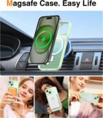 Meifigno Magic Mag Series Designed for iPhone 15 Plus Case, [Military Grade Protection & Compatible with MagSafe], Translucent Matte Back with Aluminum Alloy Keys Designed for 15 Plus 6.7", Green - Image 4