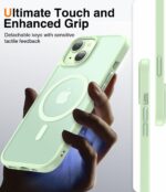 Meifigno Magic Mag Series Designed for iPhone 15 Plus Case, [Military Grade Protection & Compatible with MagSafe], Translucent Matte Back with Aluminum Alloy Keys Designed for 15 Plus 6.7", Green - Image 5