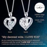 Heart Pendant Necklace Gifts for Wife, Engraved 'I LOVE YOU' Gift for Wife, 1-3 Carat Moissanite Necklace, Anniversary Eternity Jewelry Present for Wife, Birthday Gifts for Women - Image 5