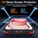 Oterkin Magnetic for iPhone 15 Case, [Compatible with MagSafe],[Strong N52 Magnets] Phone Case with [2Pcs Tempered Glass Screen Protectors][10FT Military Grade Protection] (K-Red) - Image 5