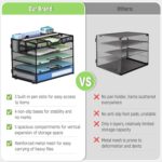 Docnest 5 Tier Mesh Desk Organizer- Letter Tray with Adjustable Compartments, Mesh Desktop Storage Built in Pen Holder and Handles, Desk Organizer Tray for Mail Documents Office Supplies-Black - Image 5