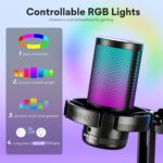 MAONO USB Gaming Microphone for PC, Noise Cancellation Condenser Mic with RGB Lights, Mute, Gain for Streaming, Recording, Podcast, Chat, Twitch, YouTube, Discord, Computer, PS5, PS4, GamerWave - Image 5