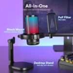 MAONO USB Gaming Microphone for PC, Noise Cancellation Condenser Mic with RGB Lights, Mute, Gain for Streaming, Recording, Podcast, Chat, Twitch, YouTube, Discord, Computer, PS5, PS4, GamerWave - Image 9