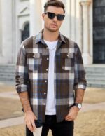 COOFANDY Mens Flannel Shirts Long Sleeve Plaid Shirt Jacket Button Down Shirt with Pockets - Image 6