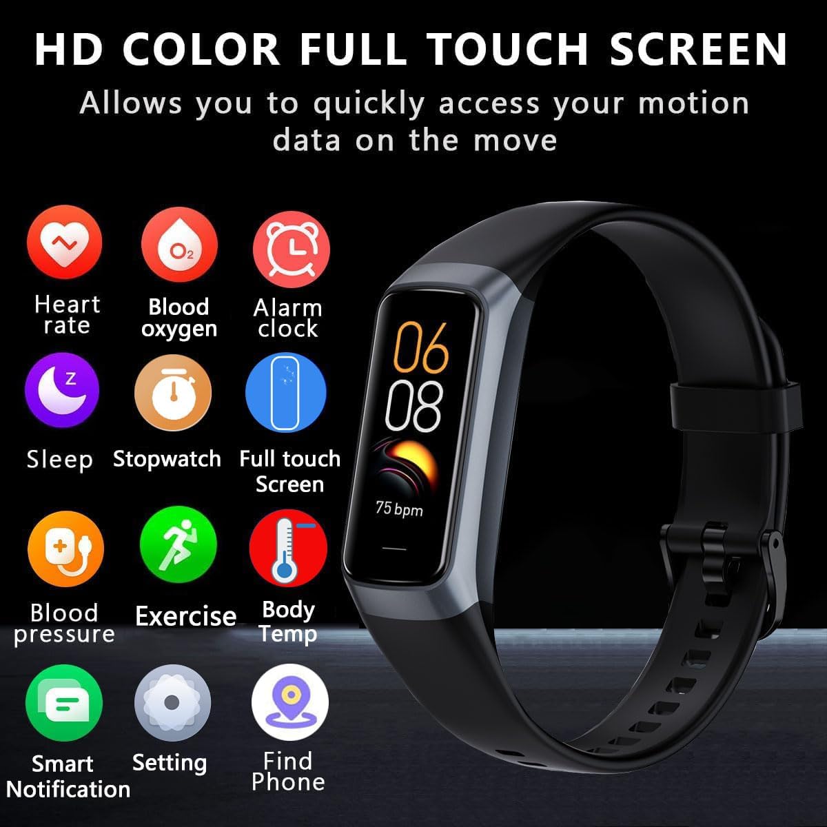 Fitness Tracker with 24/7 Heart Rate Blood Oxygen Sleep Monitor,Activity Tracker with 1.1" AMOLED Touch Color Screen, Multiple Sport Modes Step Counter,IP68 Waterproof for Women Men - Image 3