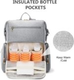 CEI-CEI Neoprene Diaper Bag Backpack with Insulated Pockets, Large Newborn Baby Maternity Bags Travel Tote with Changing Pad (Grey) - Image 3