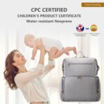 CEI-CEI Neoprene Diaper Bag Backpack with Insulated Pockets, Large Newborn Baby Maternity Bags Travel Tote with Changing Pad (Grey) - Image 9