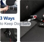 Pawaboo DogSeatbelt, Chew-Proof Leash Extender, Coated Steel Rope Restraint Car Safety Seat Belt Clip Strap, 360° Rotation Hook Heavy Duty Carabiner Steel Cable, 26 Inch, 2 Pack, Black+Red - Image 3