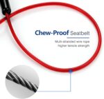Pawaboo DogSeatbelt, Chew-Proof Leash Extender, Coated Steel Rope Restraint Car Safety Seat Belt Clip Strap, 360° Rotation Hook Heavy Duty Carabiner Steel Cable, 26 Inch, 2 Pack, Black+Red - Image 6