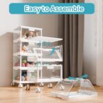 Vtopmart 4 Tier Plastic Storage Bins with Lid 24QT,Clear Stackable Closet Organizers and Storage with Wheels,Foldable Plastic Organizer Bins for Bathroom,Living Room,Bedroom,Craft Room, Office,Dorm - Image 6