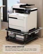 Mobile Printer Stand, 2-Tier Large Printer Shelf for Laser 3D Printer Office Machine with Storage, 23.6"x23.6" Wood Printer Cart Under Desk Rack with Wheels for Office Home Kitchen (Black) - Image 3