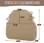 Brown Striped Winsor Chair Cushions with Ties, Dining Kitchen Chair Seat Pads Non Slip Removable Washable Cover 17"x16" Set of 4 - Image 3