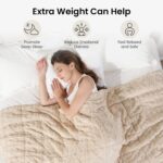 Drewin Weighted Blanket for Adults Queen Size 15 lbs, Soft Fuzzy Jacquard Sherpa Weighted Blankets for Sleeping, Cozy Sofa Bed Blanket for Winter, Beige, 80 x 87 inches - Image 3