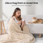 Drewin Weighted Blanket for Adults Queen Size 15 lbs, Soft Fuzzy Jacquard Sherpa Weighted Blankets for Sleeping, Cozy Sofa Bed Blanket for Winter, Beige, 80 x 87 inches - Image 5
