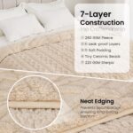 Drewin Weighted Blanket for Adults Queen Size 15 lbs, Soft Fuzzy Jacquard Sherpa Weighted Blankets for Sleeping, Cozy Sofa Bed Blanket for Winter, Beige, 80 x 87 inches - Image 7