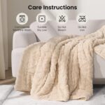 Drewin Weighted Blanket for Adults Queen Size 15 lbs, Soft Fuzzy Jacquard Sherpa Weighted Blankets for Sleeping, Cozy Sofa Bed Blanket for Winter, Beige, 80 x 87 inches - Image 8