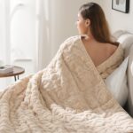 Drewin Weighted Blanket for Adults Queen Size 15 lbs, Soft Fuzzy Jacquard Sherpa Weighted Blankets for Sleeping, Cozy Sofa Bed Blanket for Winter, Beige, 80 x 87 inches - Image 9
